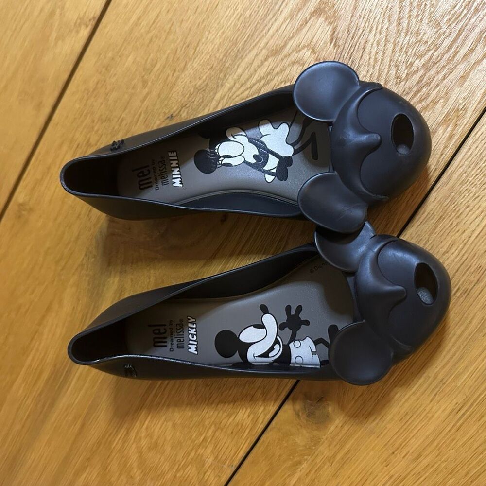 Mini Melissa black Mickey slip ons 13